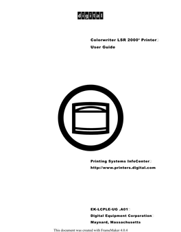 Colorwriter LSR 2000+ Printer User Guide