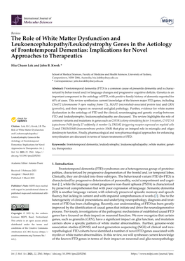 The Role of White Matter Dysfunction and Leukoencephalopathy