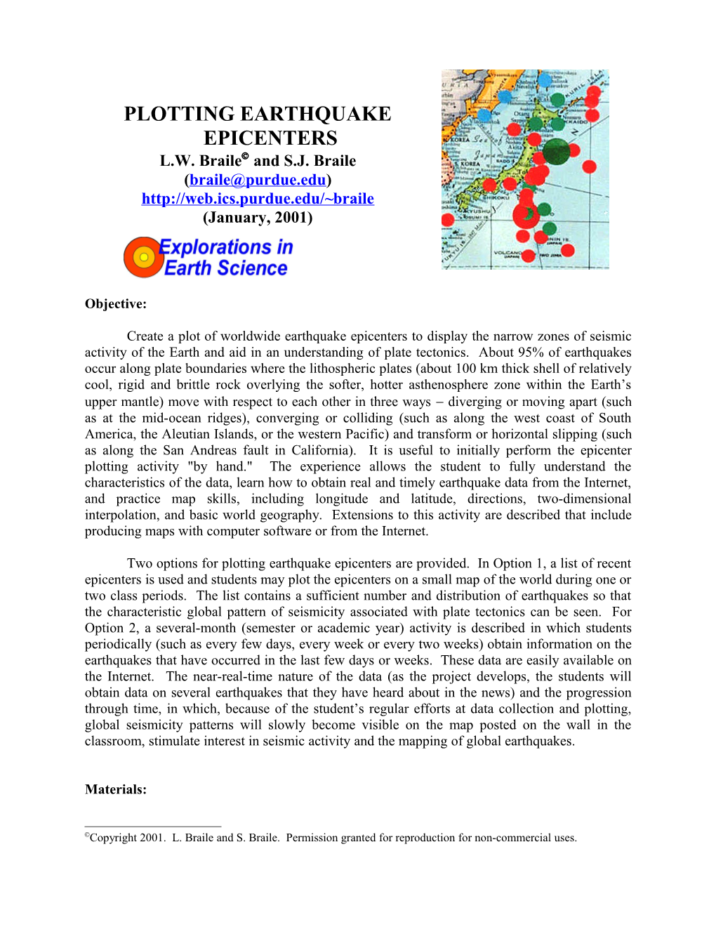 Plotting Earthquake Epicenters