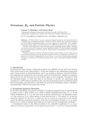 Octonions, E6, and Particle Physics