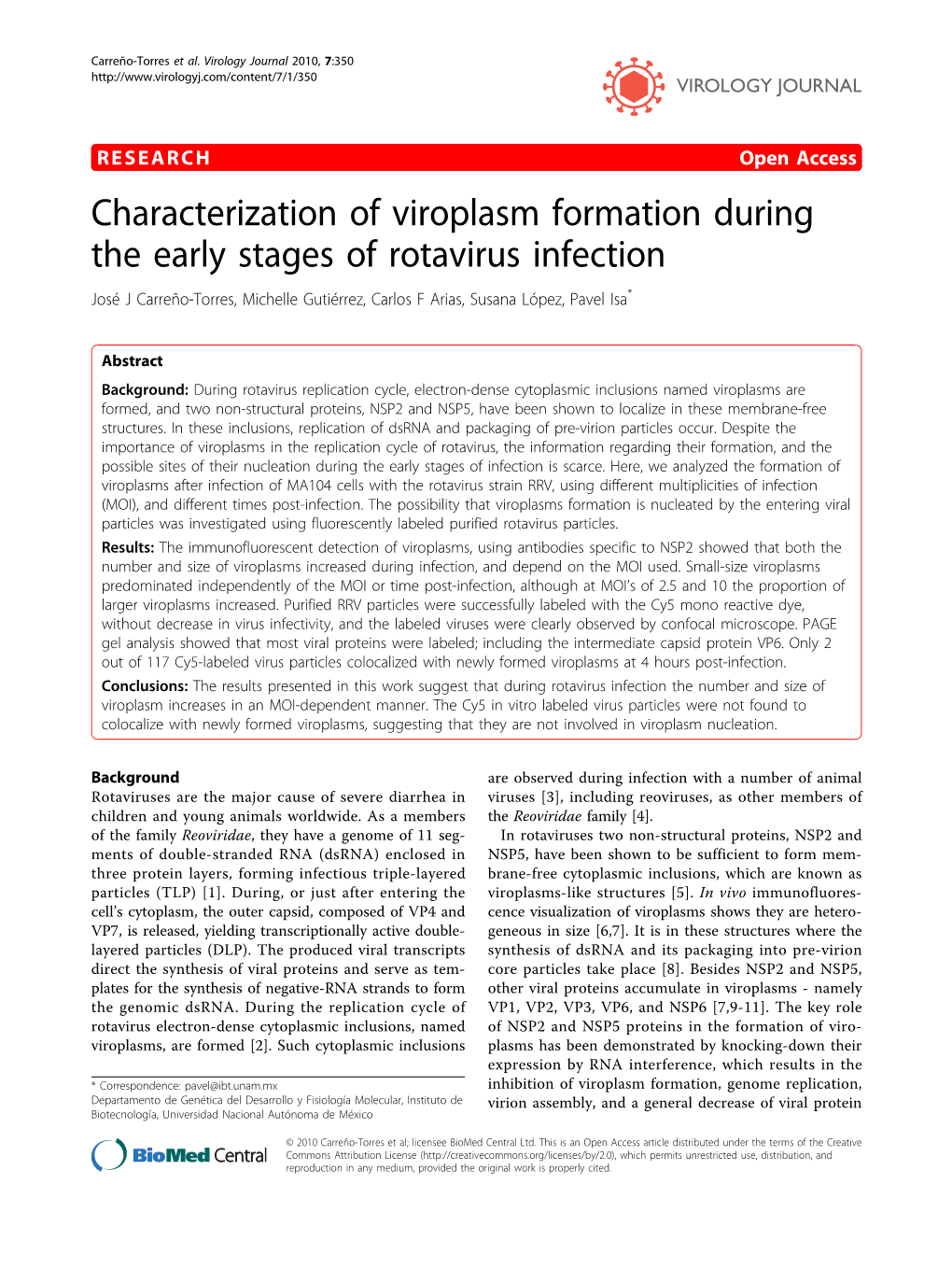 Characterization of Viroplasm Formation During the Early Stages Of