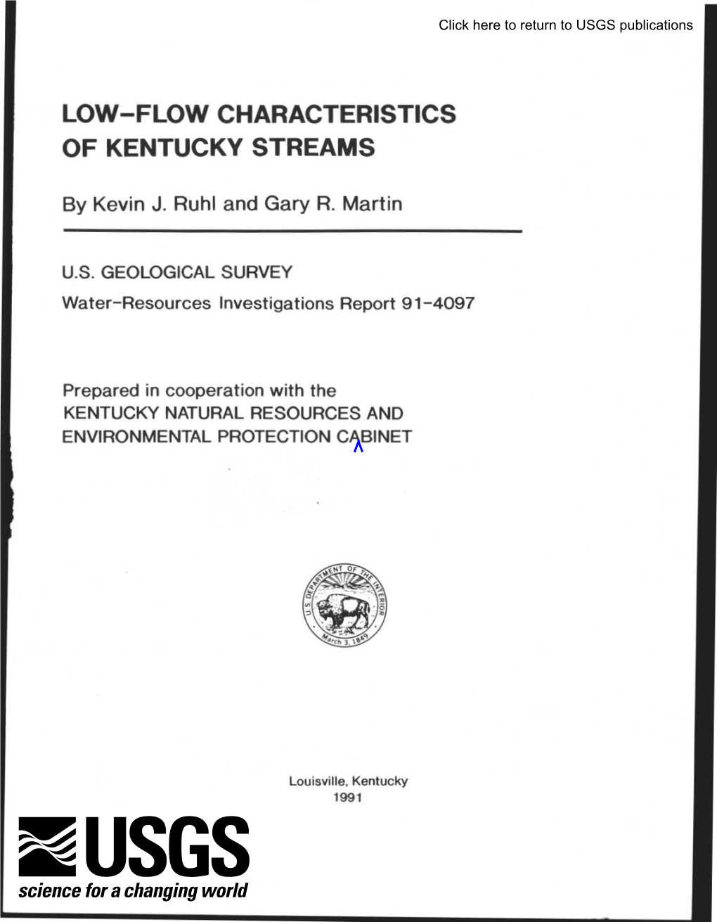 Low-Flow Characteristics of Kentucky Streams