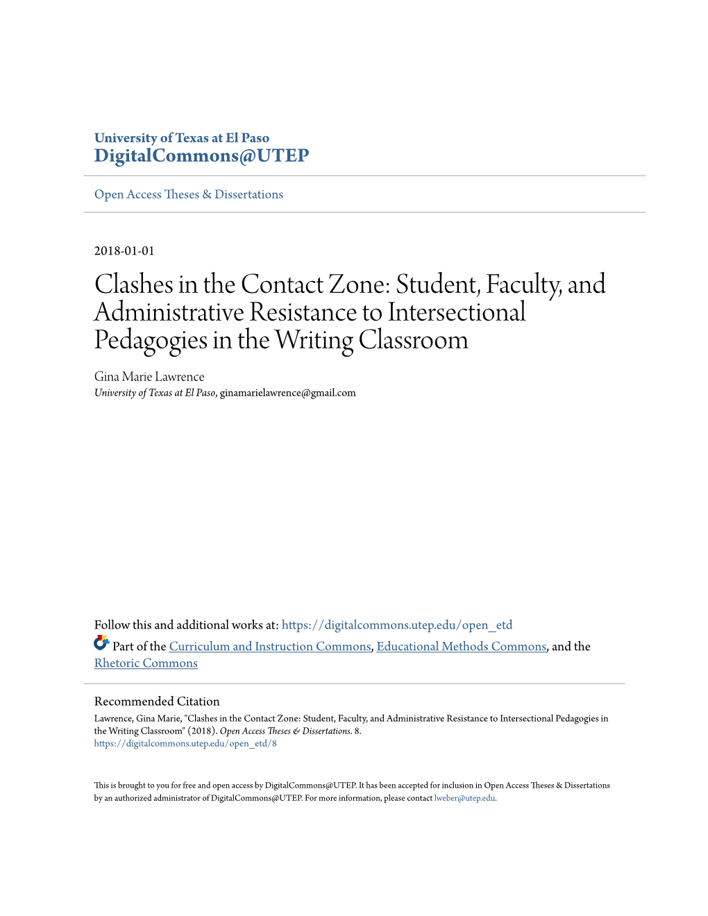 Clashes in the Contact Zone: Student, Faculty, and Administrative Resistance to Intersectional Pedagogies in the Writing Classro