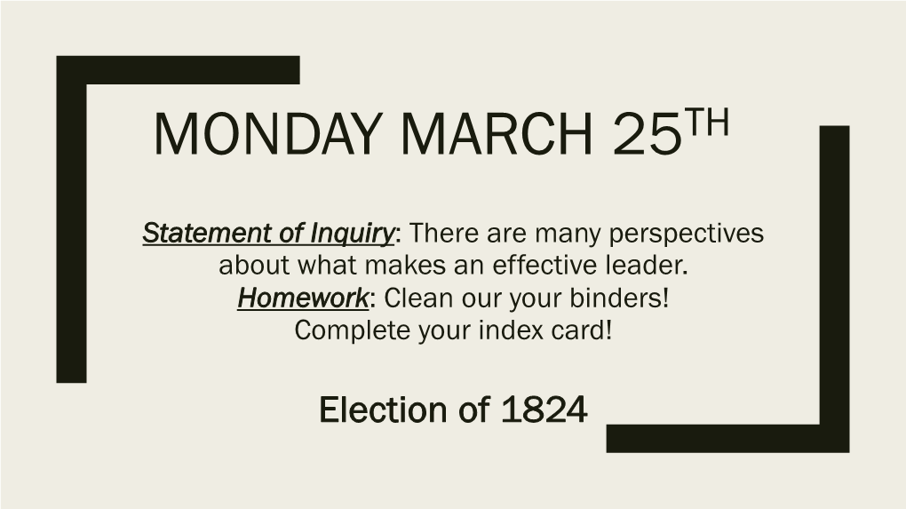 Lesson 1 Election of 1824