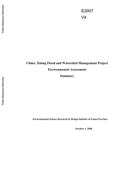 China: Xining Flood and Watershed Management Project