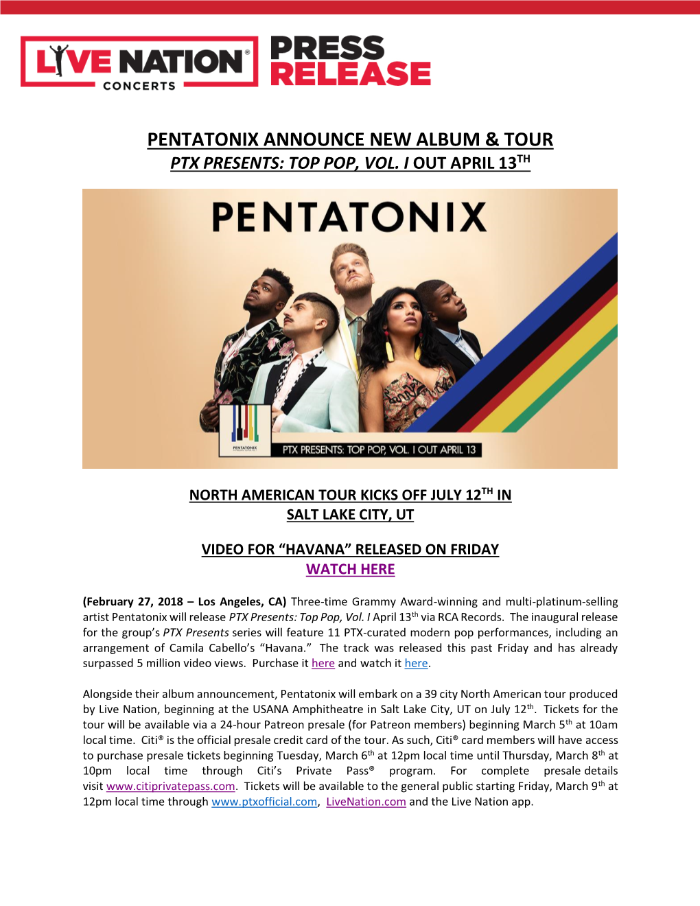 Pentatonix Announce New Album & Tour