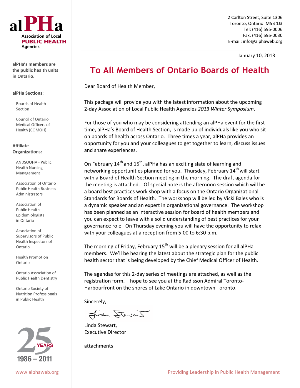 To All Members of Ontario Boards of Health in Ontario