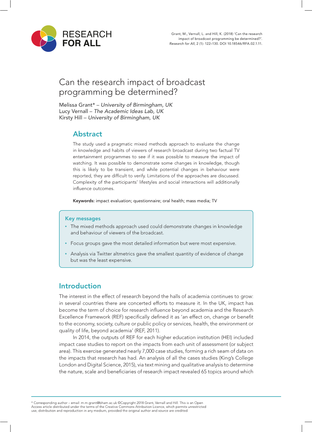 Can the Research Impact of Broadcast Programming Be Determined?’