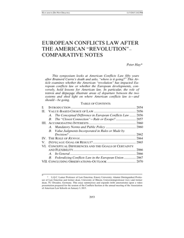 European Conflicts Law After the American “Revolution”— Comparative Notes