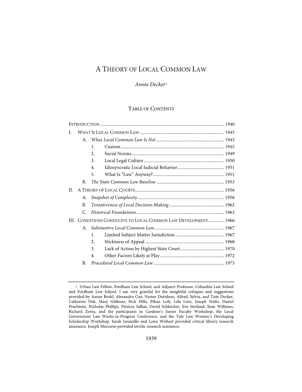 A Theory of Local Common Law