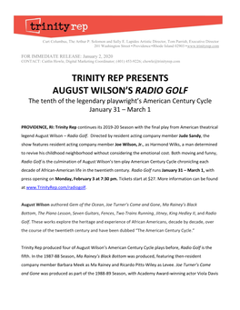 Trinity Rep Presents August Wilson's Radio Golf