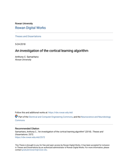 An Investigation of the Cortical Learning Algorithm