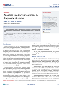 Anasarca in a 35 Year Old Man- a Diagnostic Dilemma
