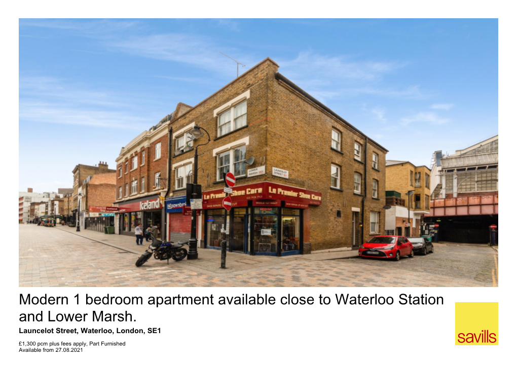 Modern 1 Bedroom Apartment Available Close to Waterloo Station and Lower Marsh
