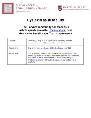 Dyslexia As Disability
