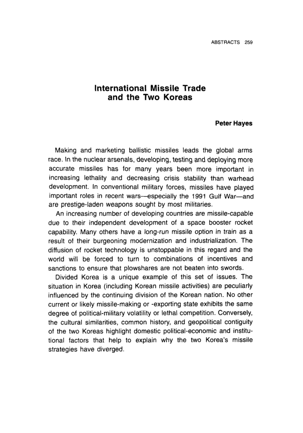 International Missile Trade and the Two Koreas