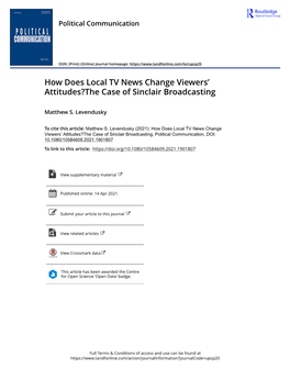 How Does Local TV News Change Viewers' Attitudes?The Case Of