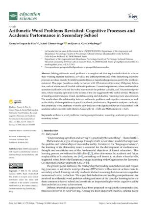 Arithmetic Word Problems Revisited: Cognitive Processes and Academic Performance in Secondary School