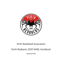 Perth Basketball Association Perth Redbacks 2020 WABL Handbook