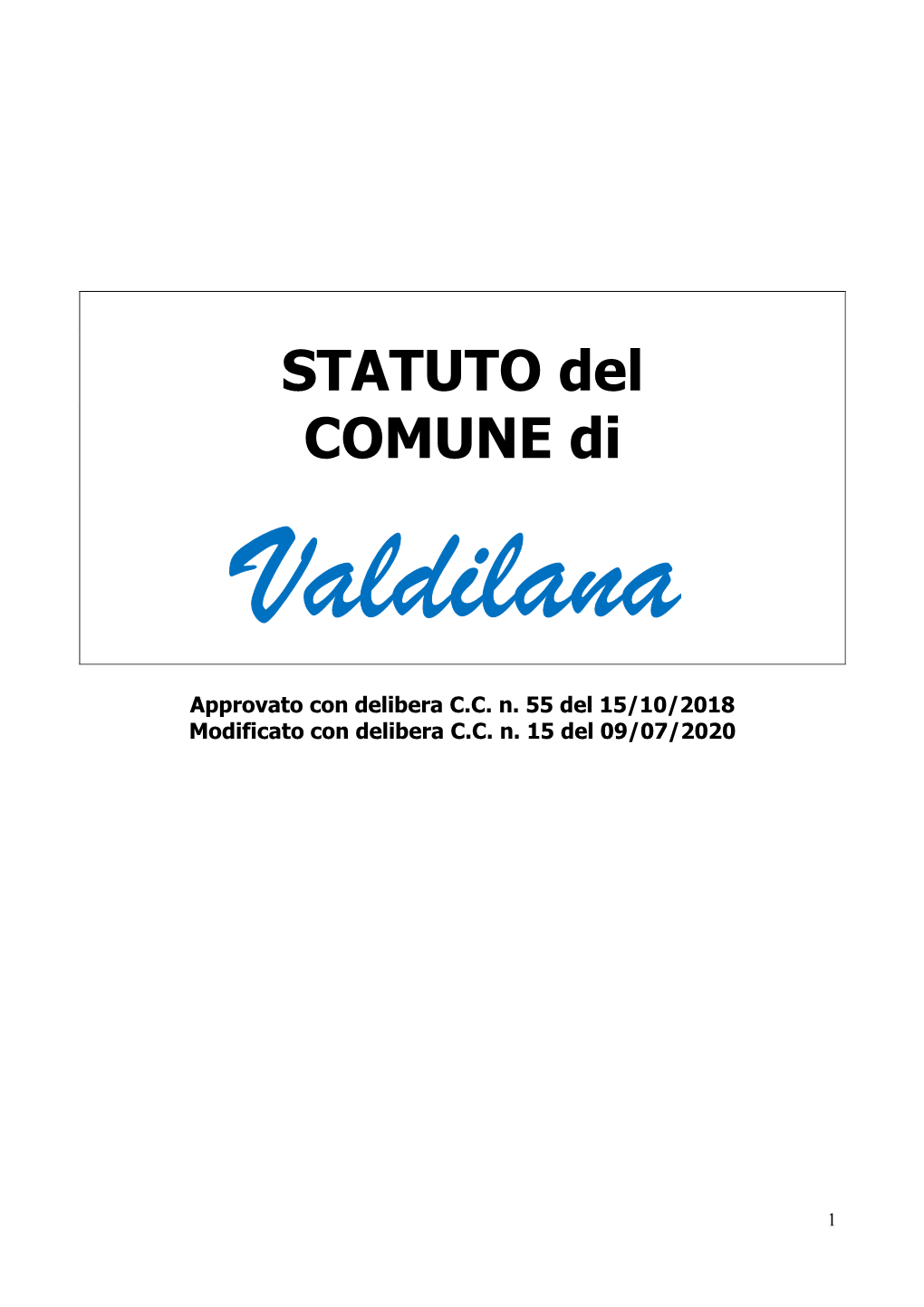 STATUTO Del COMUNE Di