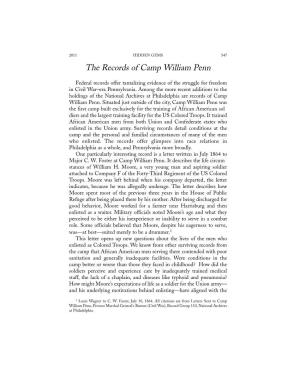 The Records of Camp William Penn