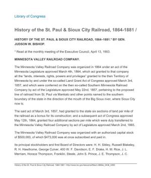 History of the St. Paul & Sioux City Railroad, 1864-1881