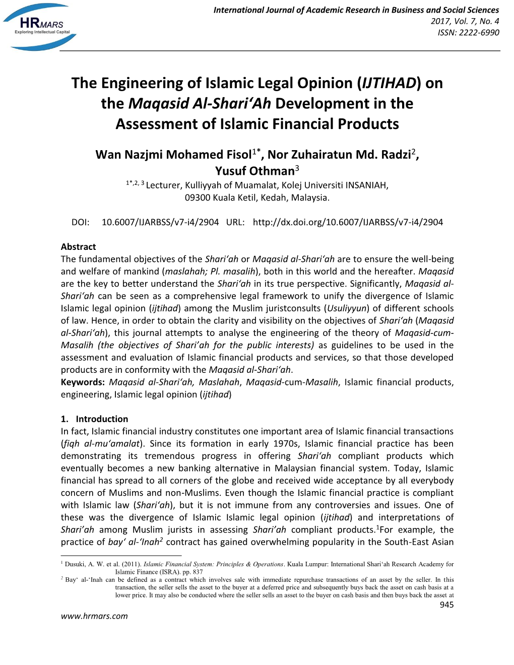 ( IJTIHAD) on the Maqasid Al-Shari'ah Development