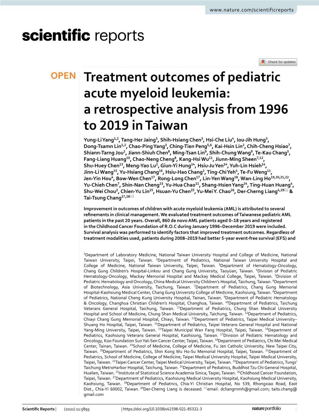 Treatment Outcomes of Pediatric Acute Myeloid Leukemia