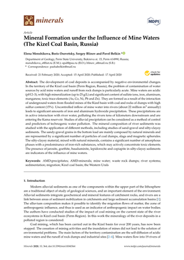 Mineral Formation Under the Influence of Mine Waters (The Kizel Coal Basin, Russia)