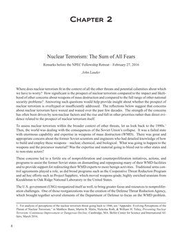 Nuclear Terrorism: the Sum of All Fears Remarks Before the NPEC Fellowship Retreat—February 27, 2016