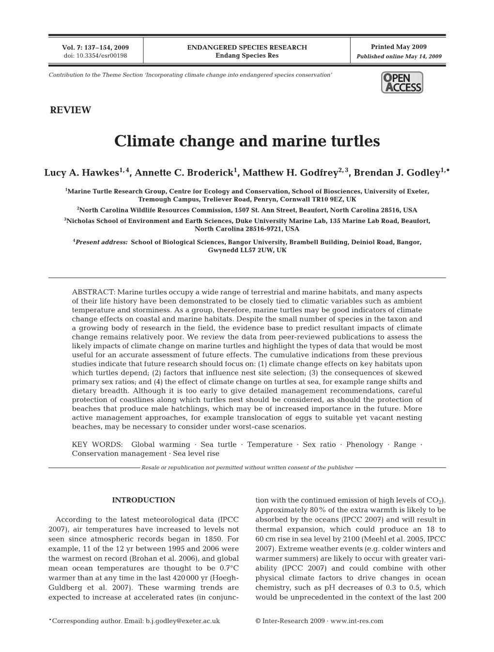 Climate Change and Marine Turtles