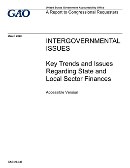 Key Trends and Issues Regarding State and Local Sector Finances