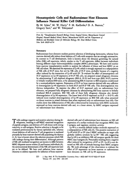 Hematopoietic Cells and Radioresistant Host Elements Influence Natural Killer Cell Differentiation by M