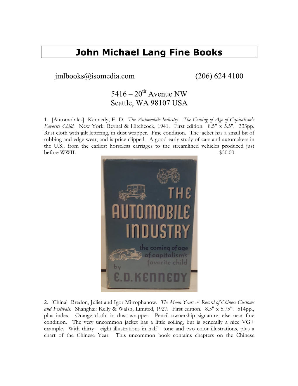 John Michael Lang Fine Books