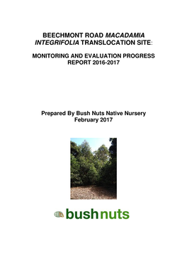 Beechmon Road Macadamia Integrifolia Translocation Site
