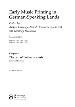 Early Music Printing in German-Speaking Lands Edited by Andrea Lindmayr-Brandl, Elisabeth Giselbrecht and Grantley Mcdonald