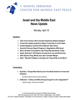 Israel and the Middle East News Update