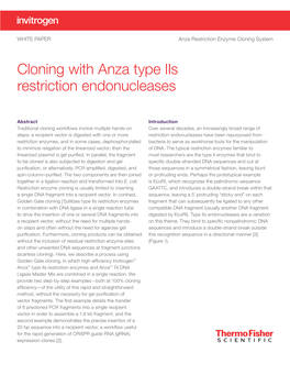 Cloning with Anza Type Iis Restriction Endonucleases