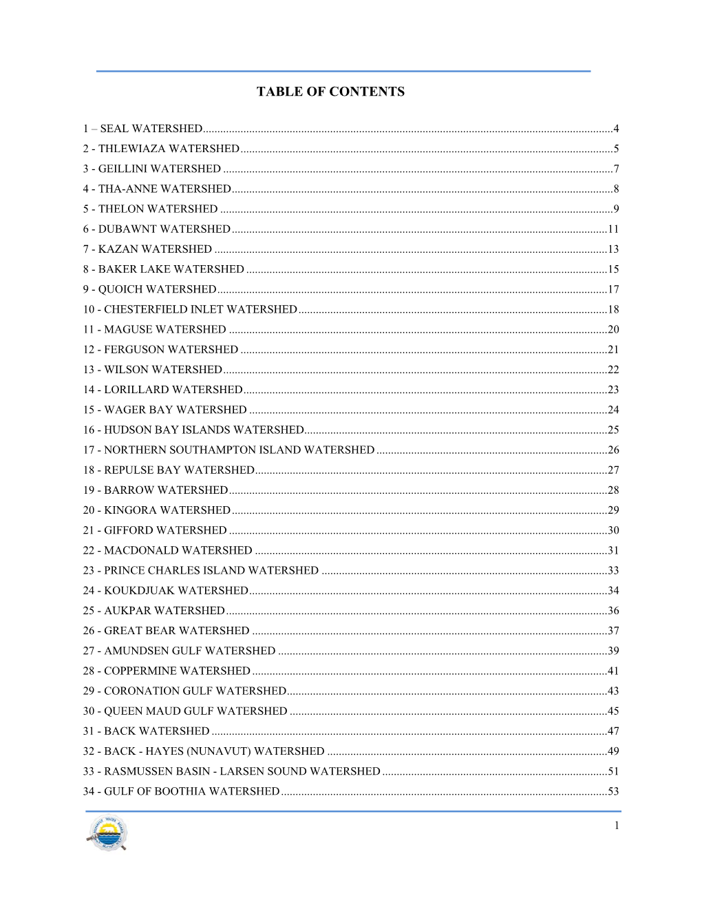 Table of Contents