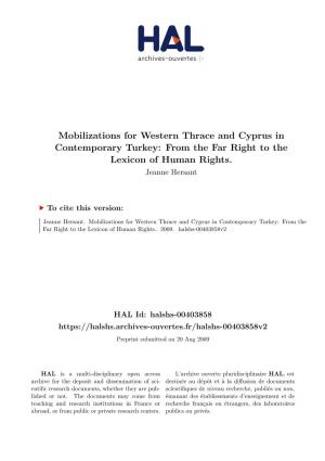 Mobilizations for Western Thrace and Cyprus in Contemporary Turkey: from the Far Right to the Lexicon of Human Rights