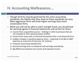 IV. Accounting Malfeasance…