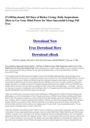 Vxmom [Download Pdf] 365 Days of Richer Living: Daily Inspirations (How to Use Your Mind Power for More Successful Living) Online