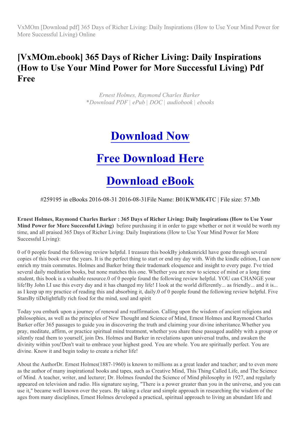 Vxmom [Download Pdf] 365 Days of Richer Living: Daily Inspirations (How to Use Your Mind Power for More Successful Living) Online