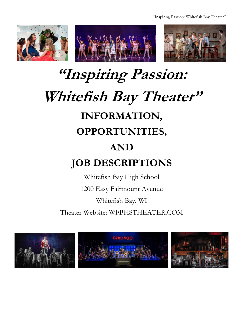 “Inspiring Passion: Whitefish Bay Theater” 1