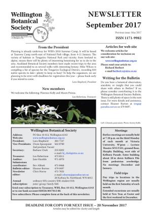 Wellington Botanical Society Newsletter