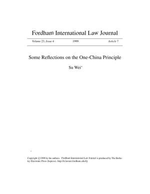 Some Reflections on the One-China Principle