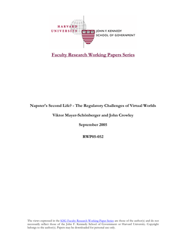 Faculty Research Working Papers Series