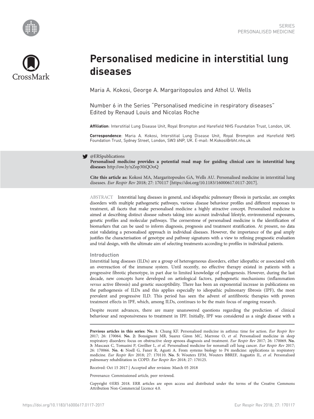 Personalised Medicine in Interstitial Lung Diseases