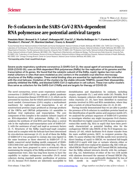 Fe-S Cofactors in the SARS-Cov-2…