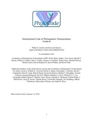 International Code of Phylogenetic Nomenclature Version 4C